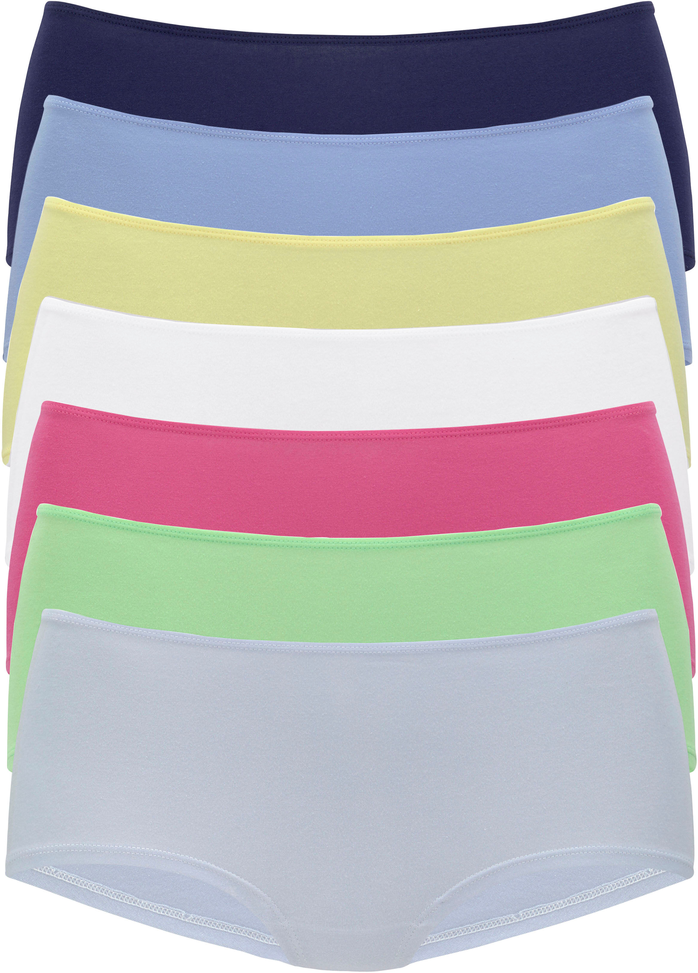 Panty VIVANCE, Damen, Gr. 44/46, Single Jersey, bunt (hellblau, hellgrün, pink, weiß, gelb, blau, dunkelblau), Single Jersey, Obermaterial: 95% Baumwolle, 5% Elasthan, unifarben, bequem, Unterhosen Panty, in frischen und gedeckten Farben hellblau, hellgrü