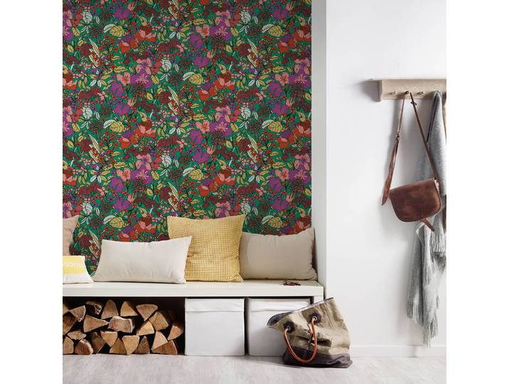 Papier peint en intissé Jungle I 53 x 1005cm Vert