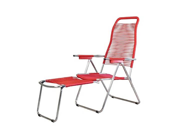 Gartenliege Spaghetti – Zeitgenössische – Aluminium/PVC rot