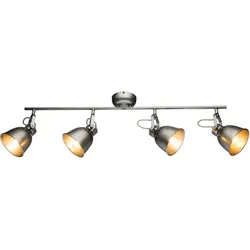 RETRO Decken Spot Lampe Wohn Ess Zimmer Balken Licht-Schiene schwenkbar silber-grau Globo 54651-4