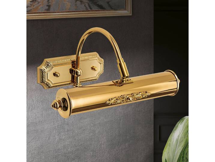ORION Vergoldete Bilderleuchte Gustav aus Messing, 30 cm Gustav, dimmbar, messing / gold, für Wohn- / Esszimmer, Messing, Antik