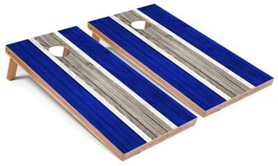Skip's Garage Solid Wood Cornhole Boards - Royal Stripes Design