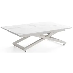 COUCHTISCH Axen höhenverstellbar ausziehbar, Marmor Weiß 120-160/80/38-75 cm