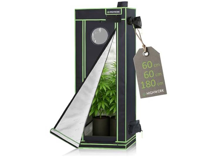 HIGHWERK Tente de culture d'intérieur pour la culture des plantes - Noir et vert - Boîte de culture d'intérieur - 60 x 60 x 180 cm
