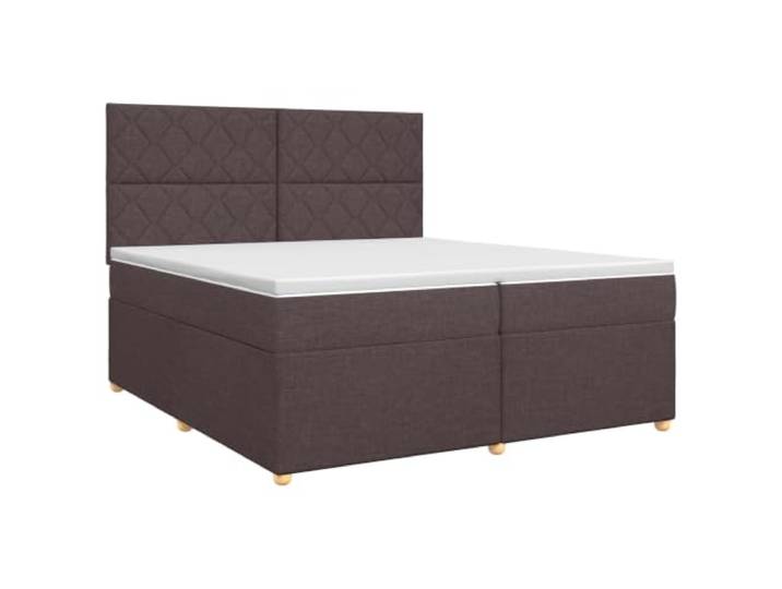RJPLMFV Boxspringbett, Dunkelbraun, 200 x 200 cm, Stoff Verstellbarer Kopf 78 – 88 cm, Matratze inklusive, Bezüge waschbar, einfache Montage