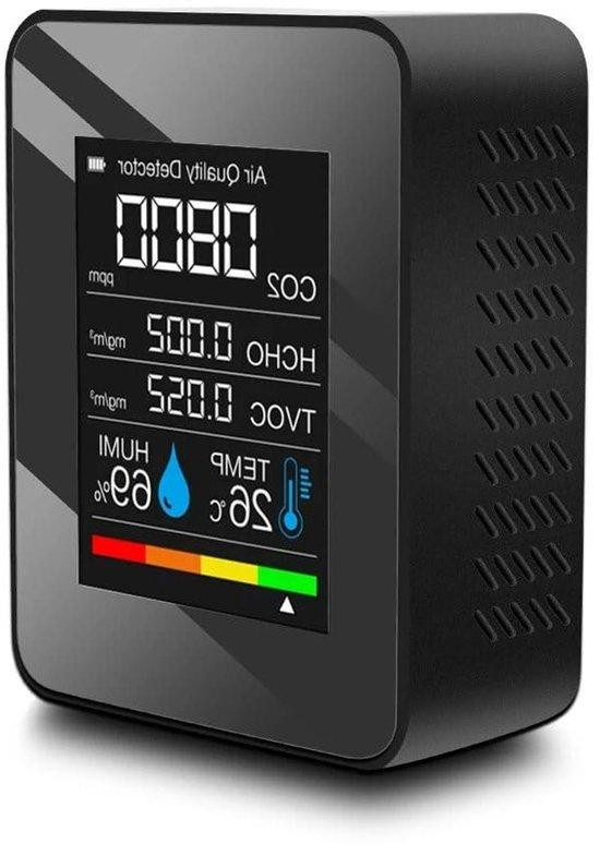 XUMIUZIY Luchtkwaliteitsmonitor - 5-in-1 Luchtkwaliteitstester voor Binnenlucht - Zwart