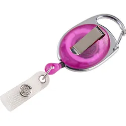 Ausweisjojo mit Clip lila, transparent, ABS-Kunststoff, Metall