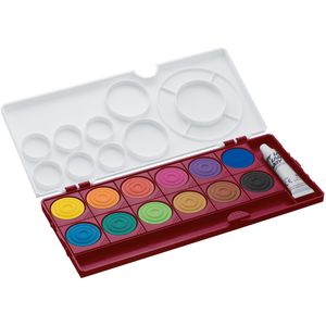 Lamy Farbkasten 1241262, aquaplus dunkelrot, Deckfarbkasten, 1 Deckweiß und 12 Farben
