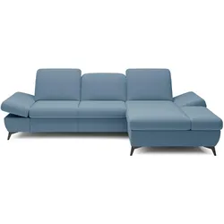 ECKSOFA FELICE R-S Blau Geflochtener Stoff mit Schlaffunktion