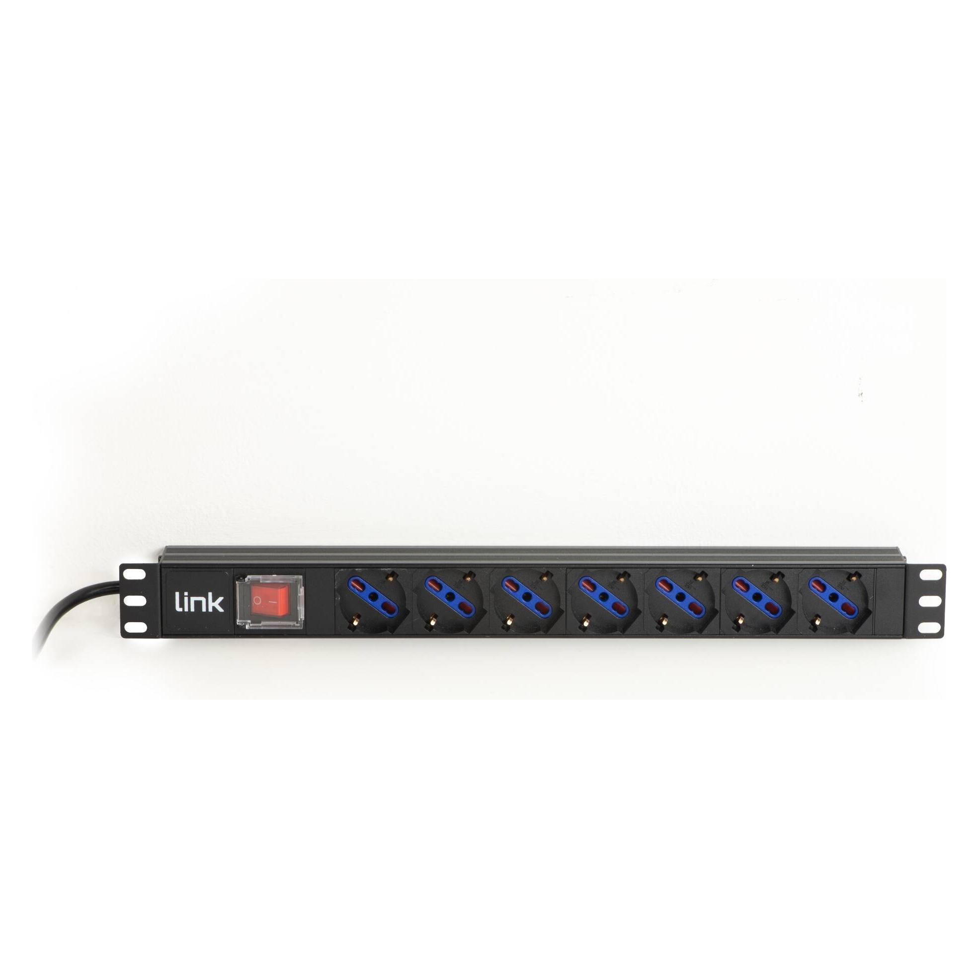 Link 19-Zoll-Rack-Steckdosenleiste mit 7 Steckdosen (7x) (LK10084)