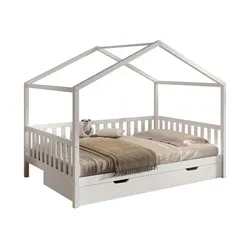 HAUSBETT Kapua 140x200 mit Bettschublade Kiefer Massivholz Weiß