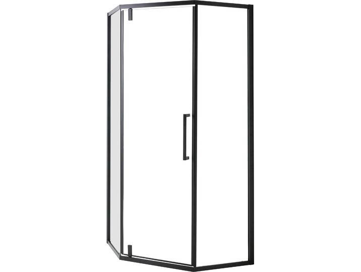 BELIANI Duschkabine Schwarz Sicherheitsglas u. Aluminiumprofile 90x90 cm Fünfeck 190 cm Hoch mit 1 Pendeltür Klarglas Modern Duschabtrennung