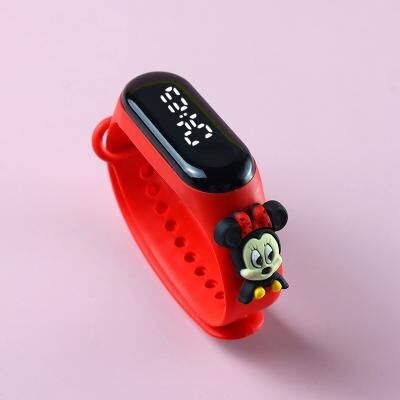 Discount Dollar Deals Fashion Mickey LED Childrens Watch For Girls Waterproof Sports Touch Screen Bracelet With Spiderman Doll Design white Hong Qmn