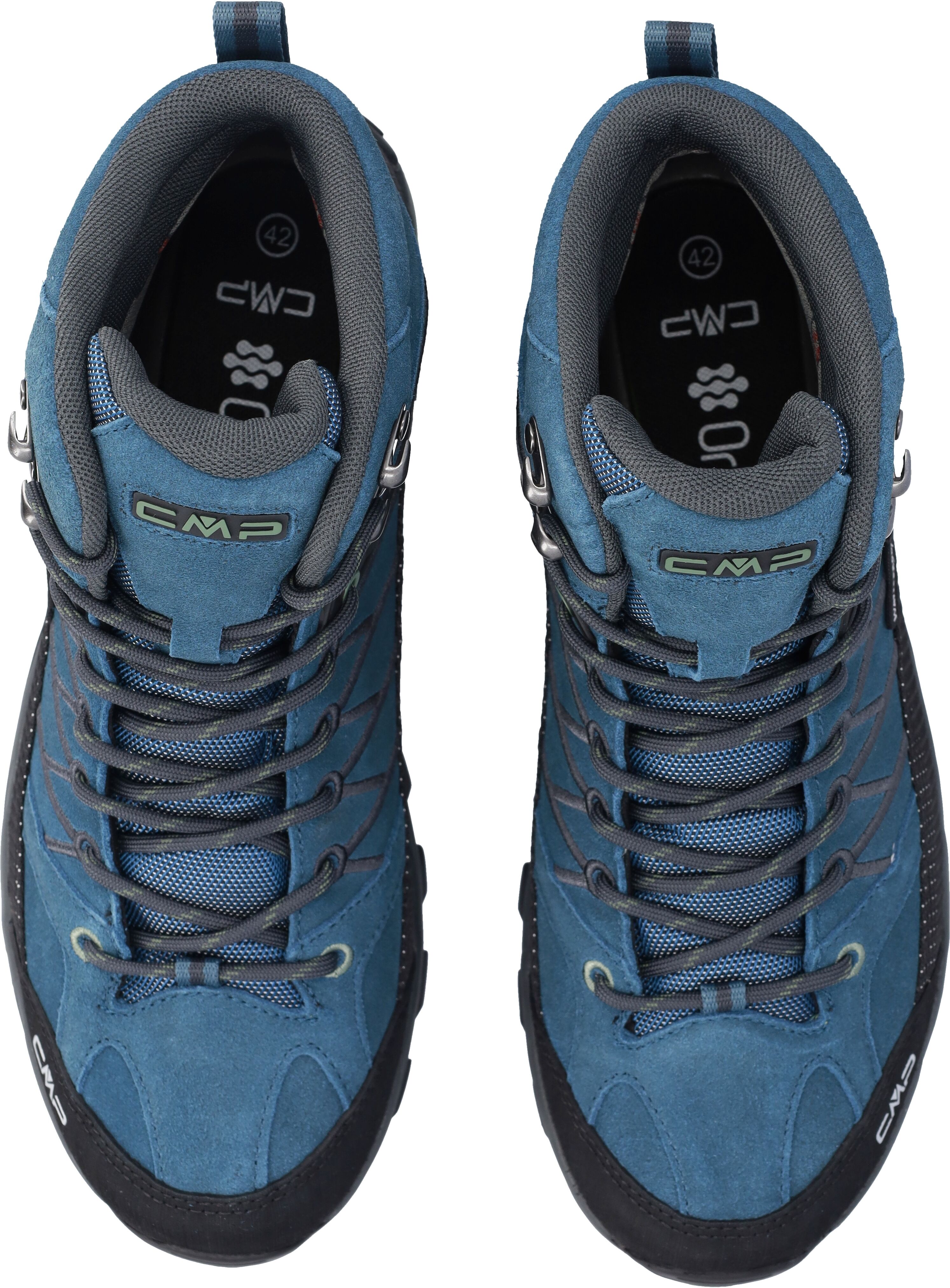 Wanderschuh CMP "RIGEL MID WP TREKKING SHOES", Herren, Gr. 43, Synthetik, blau (avio, salvia), Leder, Schuhe Wanderschuh, wasserdicht avio, salvia 43, Synthetik