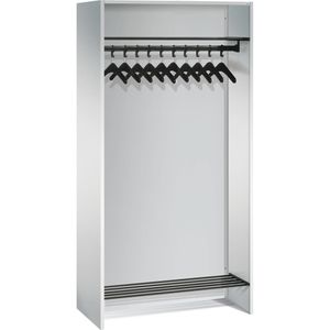 CP-Möbel Garderobenständer Serie 8070, lichtgrau, offener Garderobenschrank aus Metall,195 x 95cm