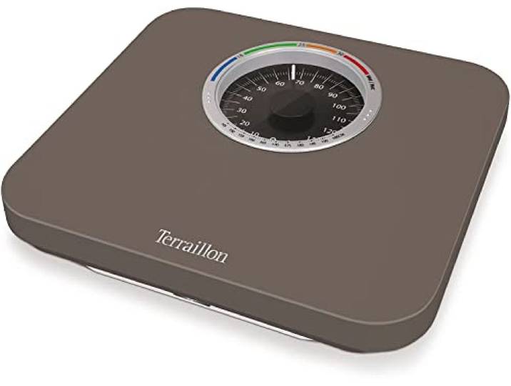 Terraillon Mechanische personenweegschaal, grote wijzerplaat met BMI-indicator, 150 kg, Nautic Up, bruin