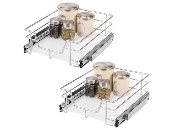 Tiroirs télescopiques Bremermann lot de 2 - 45 cm avec étagère tiroirs de cuisine adaptables en métal (chrome)