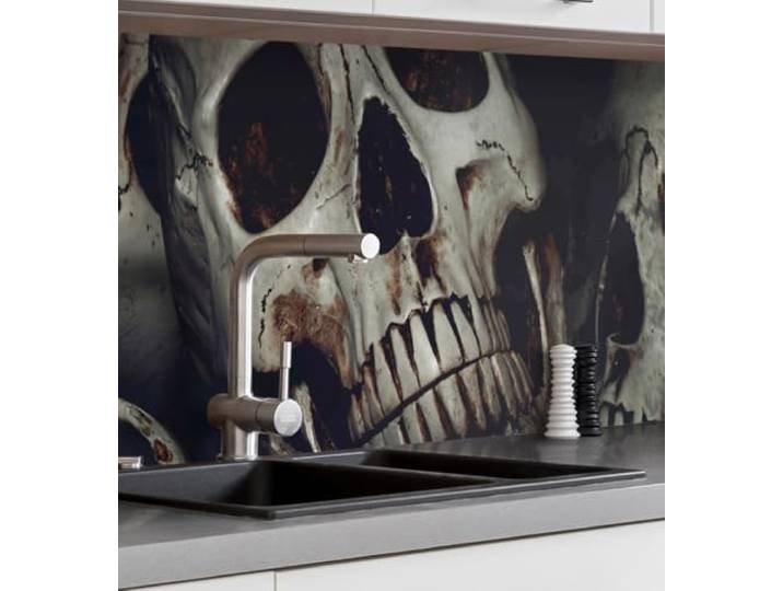 MyMaxxi Küchenrückwand selbstklebend - Matte, 0,4 mm Premium Spritzschutz Folie als günstige Alternative zu Glas, einfache Montage & leichte Reinigung - Motiv: Totenkopfgrube 340 x 60 cm