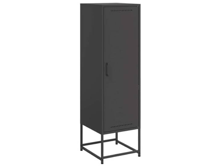 HGFDVCMR Highboard Stahl Industrie Design Schrank Schwarz 36x39x123 cm Schlanker Metallschrank mit 3 Fächern für Wohnzimmer und Schlafzimmer. Stabile Konstruktion aus pulverbeschichtetem Stahl.