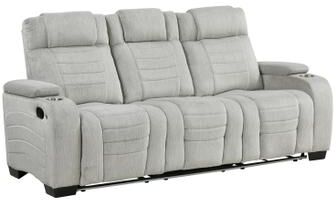 Fremont & Park "Coast 84"" Microfiber Manual Double Reclining Sofa with Cup Holders"