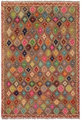 Treasured Knots Modern Balochi Horne Brown/Beige Hand Knotted Wool Rug - 3'3'' x 5'1''