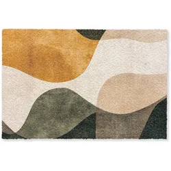 FUSSMATTE Formen - Ockergelb - Abstrakt Flurteppich 90x60 cm