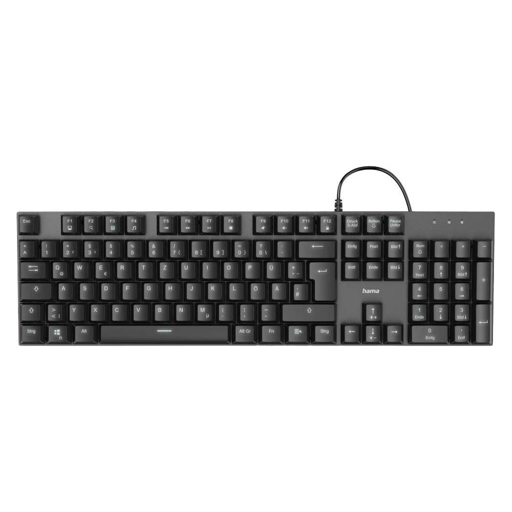 Hama Mechanische Office-Tastatur MKC-650, extralanges Kabel, Schwarz/Anthrazit (DE, Kabelgebunden) (00182678)
