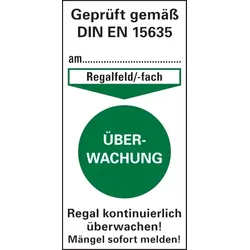 Prüfplakette gem. DIN EN 15635, Überwachung - Bund = 50 Stk. - 40 x 80 mm Folie selbstklebend