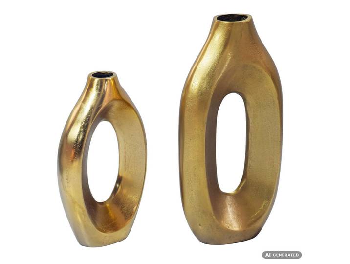 Livetastic Dekovase, Goldfarben, Metall, 20.5x40x7.5 cm, stehend, zum Stellen, handgemacht, Dekoration, Vase, Metallvase