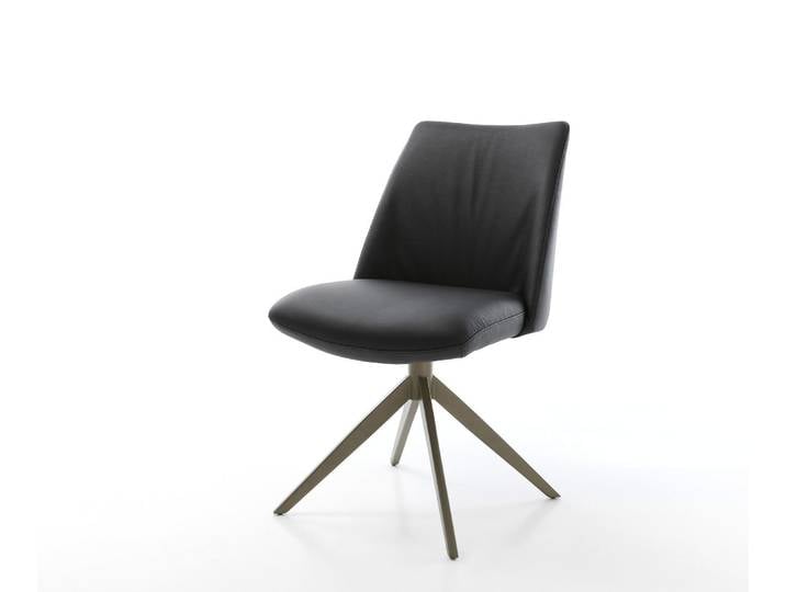 Chaise pivotante Elso Flex cuir de vache noir pied croisé large aspect titane pivotement sur 360° fonction bascule ressorts ensachés
