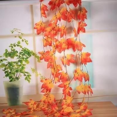 Uplifted Finds 2.3M Autumn Red Maple Leaf Vine   Simulated Foliage Wreath For Thanksgiving, Halloween & Festive Decor 2.3M Autumn Red Maple Leaf Vine   Simulated Foliage Wreath For Thanksgiving, Halloween & Festive Decor