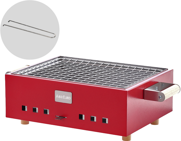 AgriEuro Premium Barbecue a carbone da tavolo Dalmazio - Artigianale - Scocca rossa