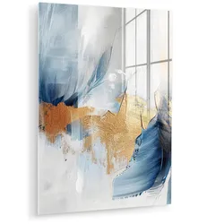 ACRYLGLASBILD Gold - Blau - Aquarell - Kunst - Modern 60x80 cm