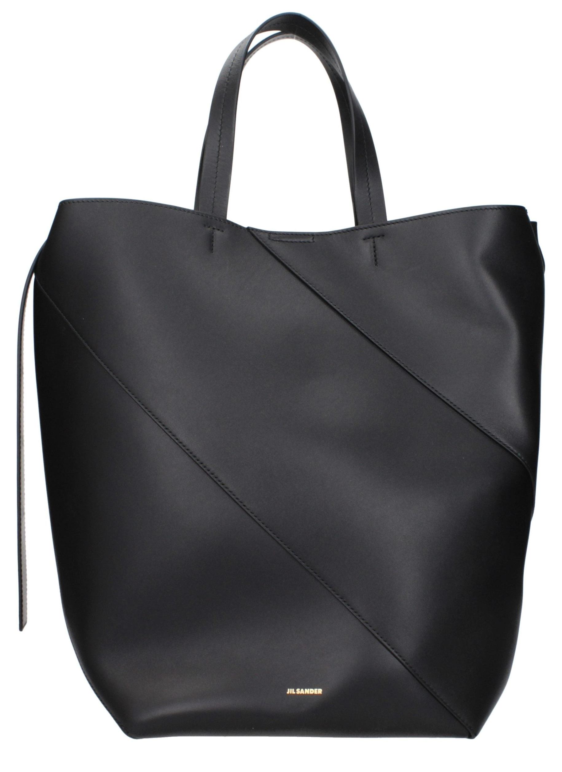 Jil Sander Ledertasche schwarz, Schulterriemen und Doppelhenkel