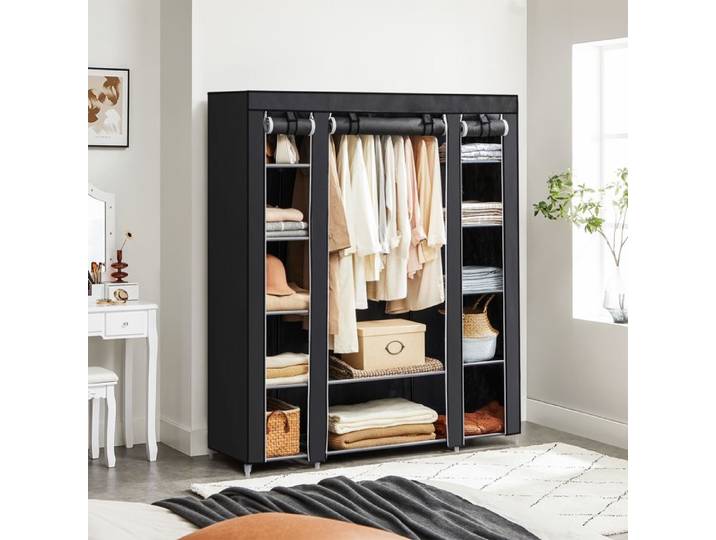 SOngMICs Armoire de rangement en Tissu Penderie avec Housse Placard Garde-robe 45 x 150 x 175 cm 12 Compartiments Cadre en
