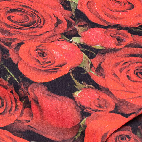 Baumwollstoff-Digitaldruck "Rosen", Serie Ria, rot-color