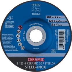 PFERD TOOLS Schruppscheibe E CERAMIC Leistungslinie SG STEELOX für Stahl/Edelstahl - 62212300