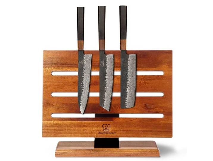 Küchenkompane Messer-Set Damascus Messerset mit magnetischem Messerblock - 4-teiliges Set (2-tlg)