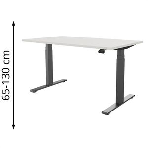 fm-Büromöbel Schreibtisch fouraction weiß / anthrazit, elektrisch höhenverstellbar, 140 x 65-130 x 80 cm