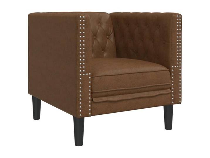 Canapé moderne CHIC Fauteuil Chesterfield 100 % polyester marron similicuir daim 71x74.5x70.5 cm SS1657