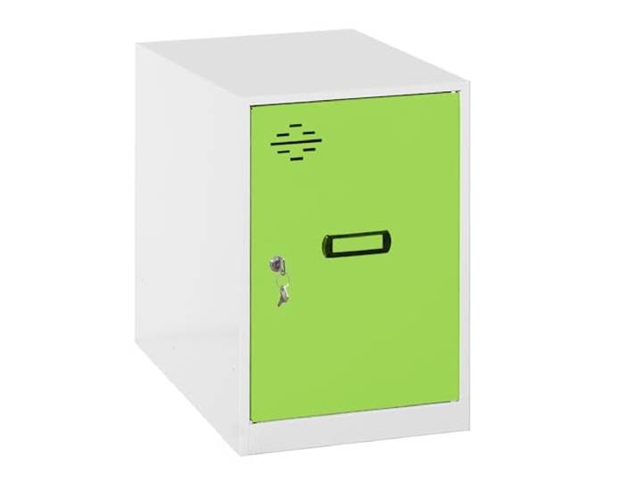 Simon Rack Simonlocker Kommode, klein, 475 x 400 x 500 mm, Amario aus Metall, inkl. Schlüssel, Weiß/Grün