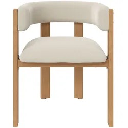 MODFU Esszimmerstuhl Flanell Beige mit Metallbeinen in Holzoptik, ergonomisch, 47x48x72,5 cm