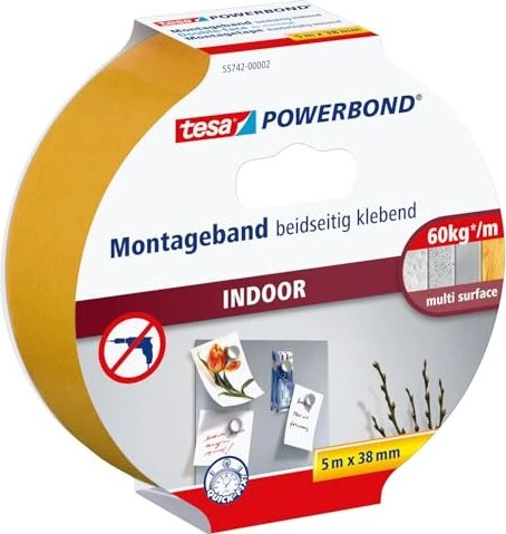 tesa Powerbond Montageband INDOOR, 38 mm x 5,0 m