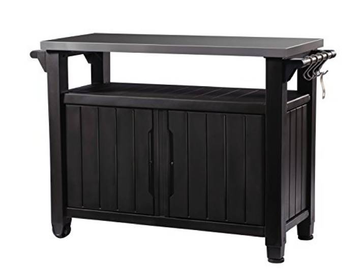 Keter Auflagenbox Beistelltisch Tisch für Grill, 298 L