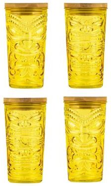 10 Strawberry Street Tiki Glass Sipper, Set of 4