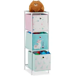 Relaxdays Kinderregal Lama mit Boxen Weiß,Rosa,Türkis