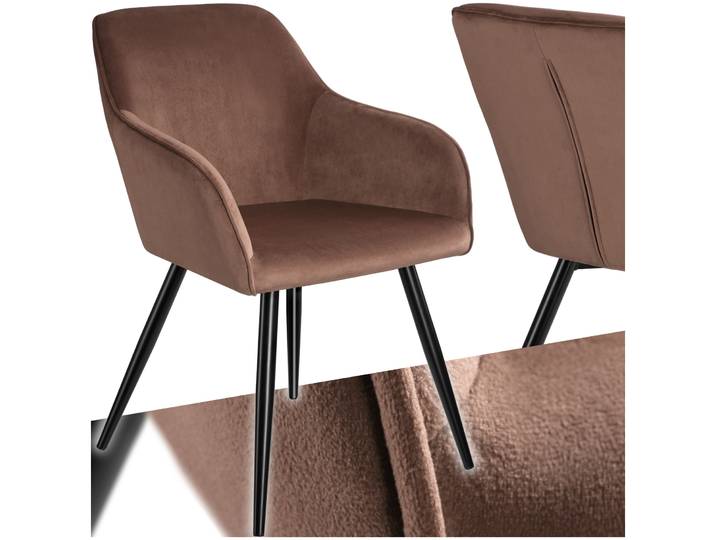 Stuhl Marilyn Samtoptik, schwarze Stuhlbeine - braun/schwarz, pro Stück