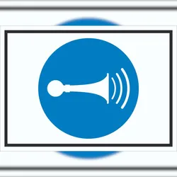 HB-Druck Akustisches Signal geben Symbol Schild A6 Rückseite selbstklebend