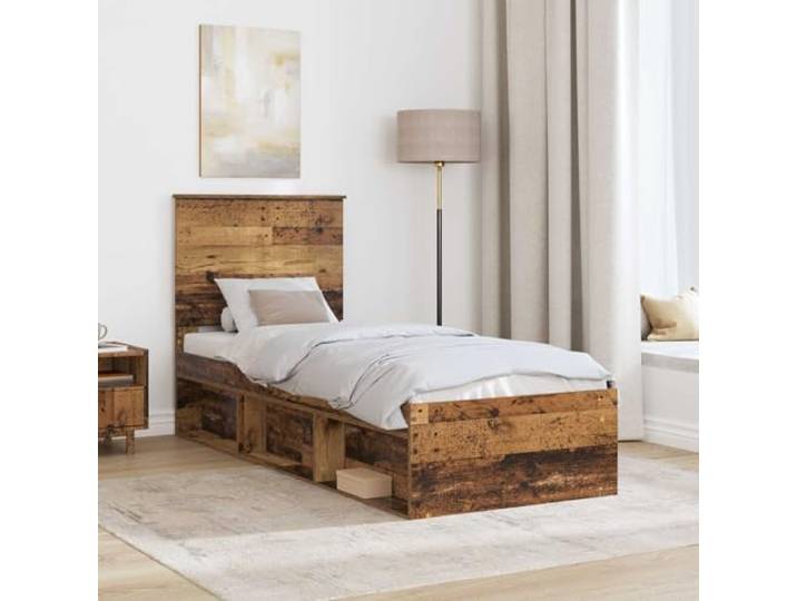 KTHLBRH Bettgestell aus Altholz, 75 x 190 cm, Kiefer massiv Lattenrost, modernes Design, stabile Halterung, für Schlafzimmer