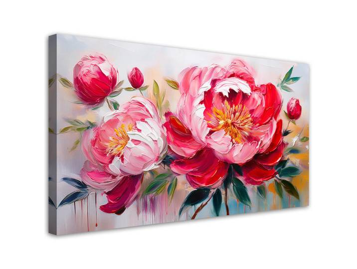 Feeby Wandbild blühende rosa pfingstrosen, Pink, Floral, Rechteckig, 100x50 cm, Bilder & Rahmen, Bilder, Leinwandbilder